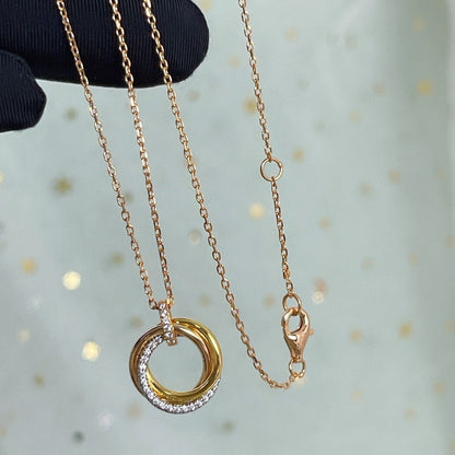 [Stars Jewelry]TRINITY NECKLACE SILVER GOLD PINK GOLD DIAMONDS
