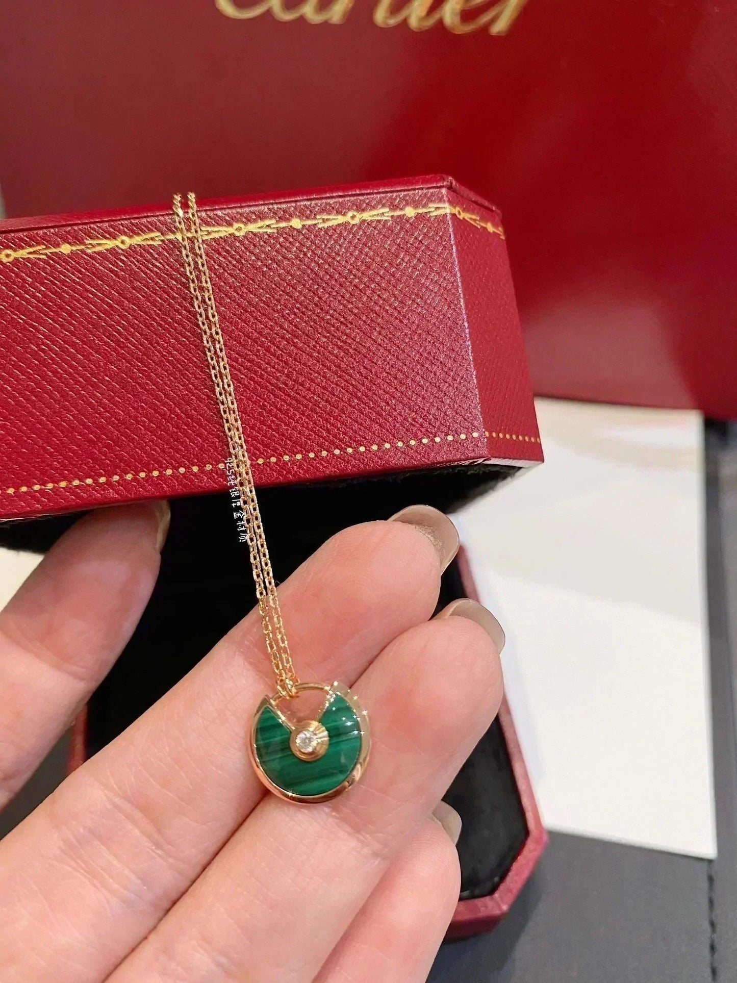 [Stars Jewelry]AMULETTE ROSE GOLD MALACHITE NECKLACE