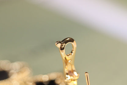 [Stars Jewelry]CLOVER EARRINGS GOLD ONYX MOP 3 MOTIF