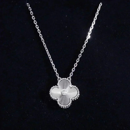 [Stars Jewelry]CLOVER  15MM DIAMOND LASER NECKLACE SILVER