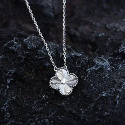 [Stars Jewelry]CLOVER  15MM DIAMOND LASER NECKLACE SILVER
