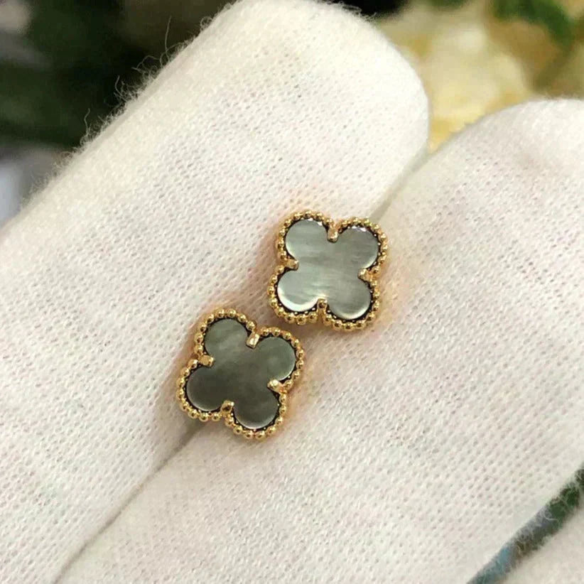 [Stars Jewelry]CLOVER MINI 9.5MM GRAY MOP EARRINGS