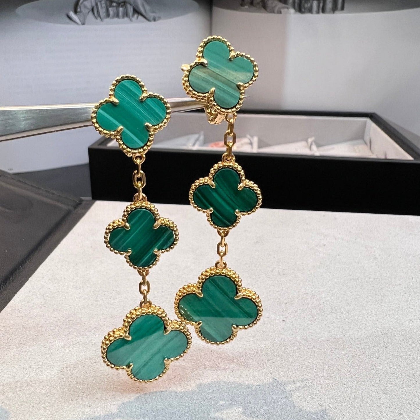 [Stars Jewelry]CLOVER MALACHITE 3 MOTIFS GOLD