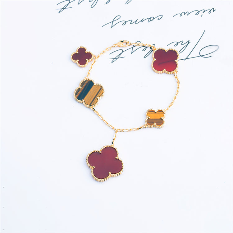 [Stars Jewelry]CLOVER BRACELET 5 MOTIFS CARNELIAN TIGER EYE