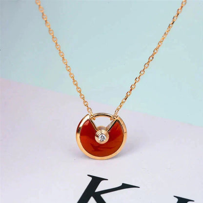 [Stars Jewelry]AMULETTE GOLD CARNELIAN ONYX NECKLACE