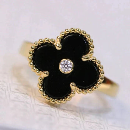 [Stars Jewelry]CLOVER ONYX RING GOLD DIAMOND