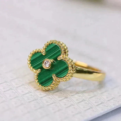 [Stars Jewelry]CLOVER MALACHITE RING GOLD DIAMOND
