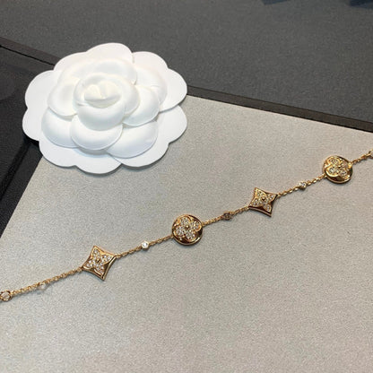 [Stars Jewelry]STAR AND SUN 4 MOTIFS GOLD DIAMONDS BRACELET