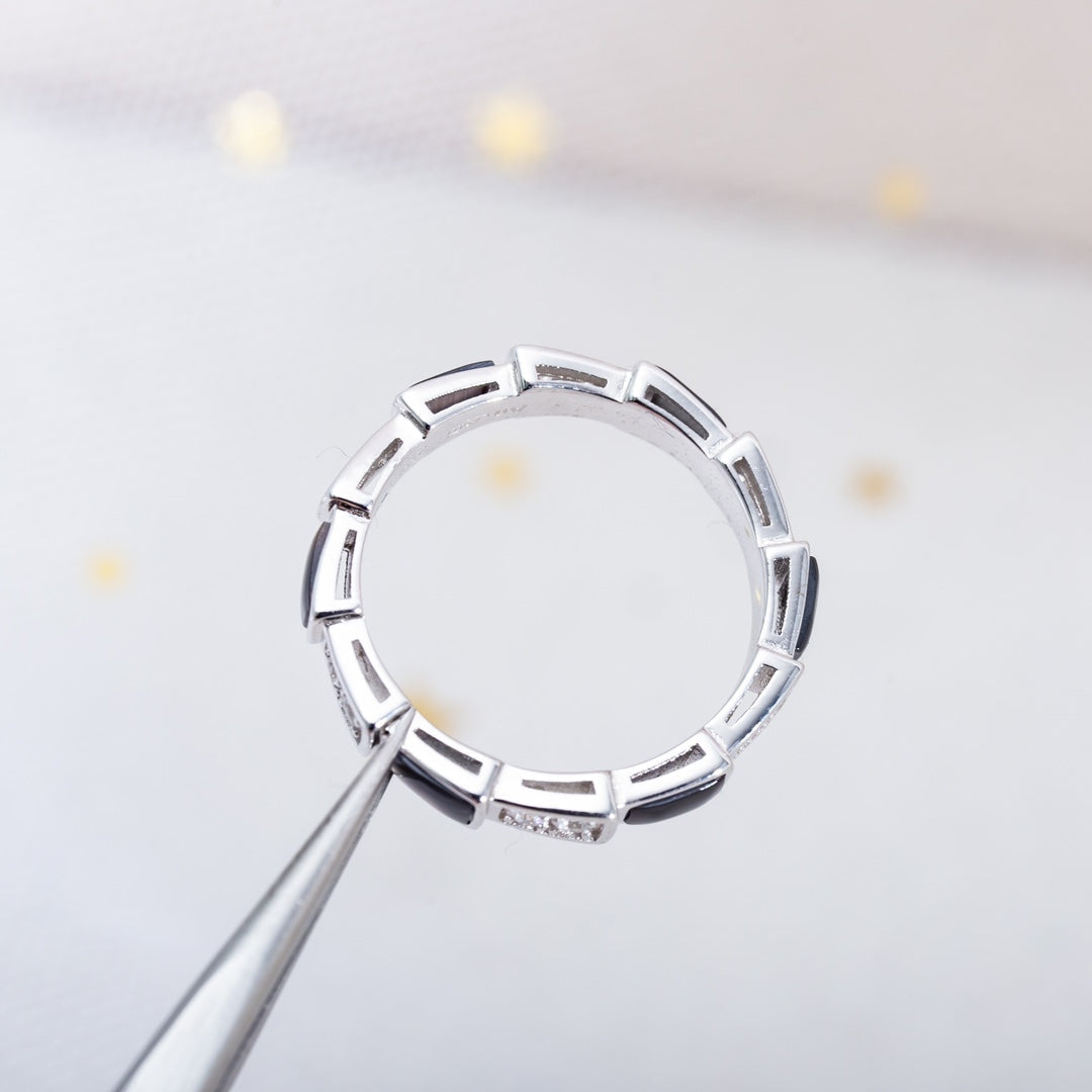 [Stars Jewelry]SERPENTI RING SILVER  DIAMOND BLACK MOP 3MM