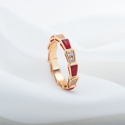 [Stars Jewelry]SERPENTI RING PINK GOLD CARNELIAN DIAMOND 3MM