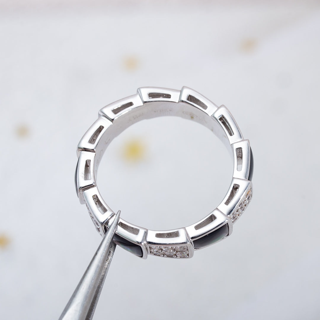 [Stars Jewelry]SERPENTI RING SILVER DIAMOND BLACK MOP 4MM