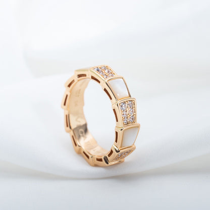 [Stars Jewelry]SERPENTI RING PINK GOLD MOP DIAMOND PAVED 4MM