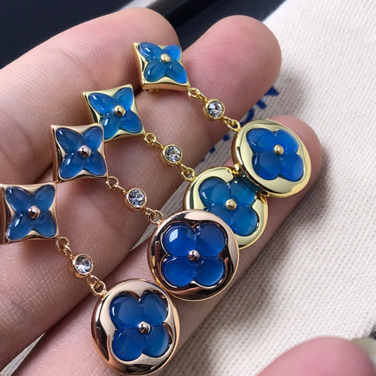 [Stars Jewelry]STAR AND SUN AGATE DIAMOND EARRINGS
