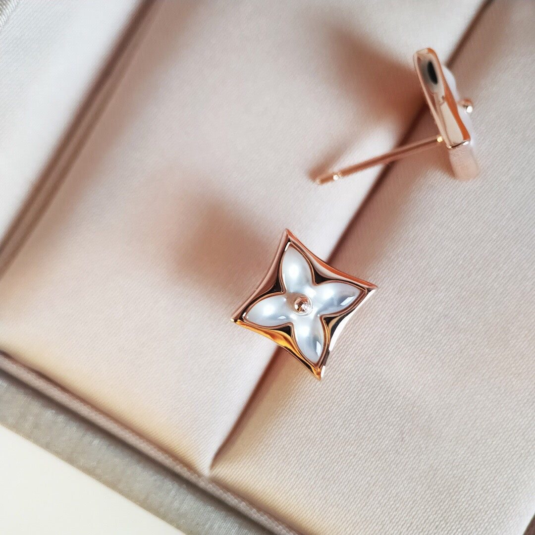 [Stars Jewelry]STAR MOP PINK GOLD EARRINGS