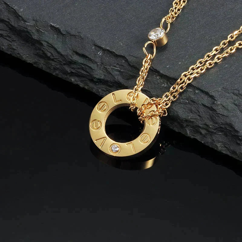 [Stars Jewelry]LOVE NECKLACE 16MM 2 DIAMONDS