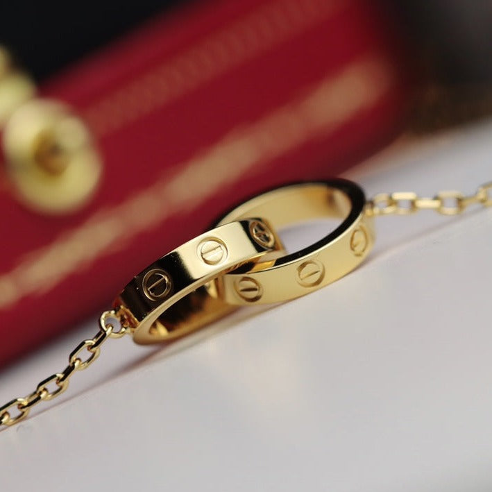 [Stars Jewelry]LOVE NECKLACE DOUBLE RING GOLD