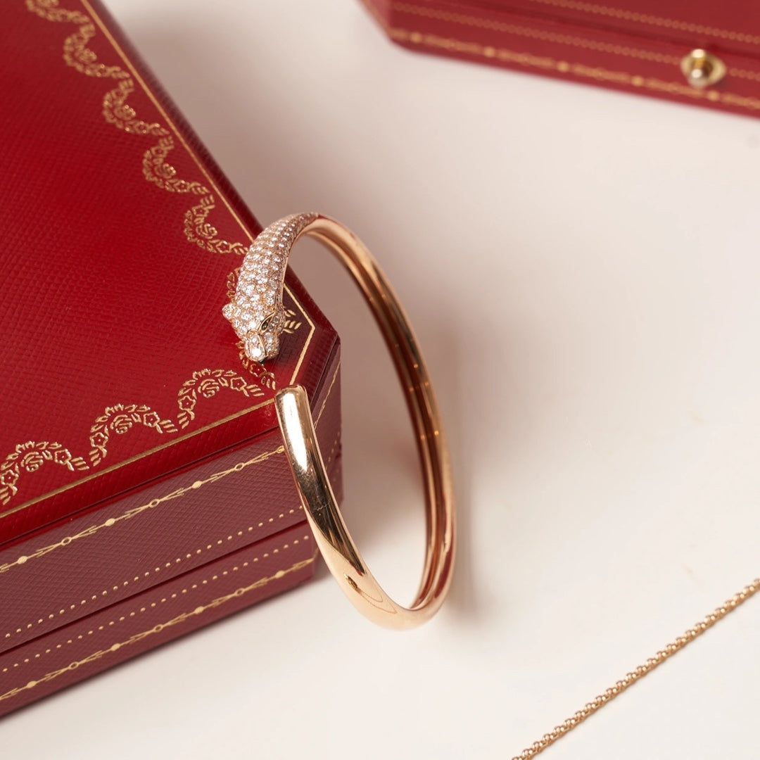 [Stars Jewelry]PANTHERE ROSE GOLD DIAMOND OPEN BRACELET