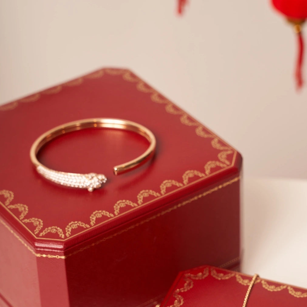 [Stars Jewelry]PANTHERE ROSE GOLD DIAMOND OPEN BRACELET