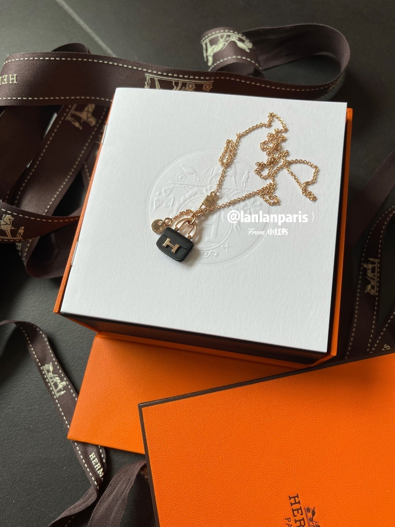[Stars Jewelry]CONSTANCE BLACK PEDANT PINK GOLD NECKLACE