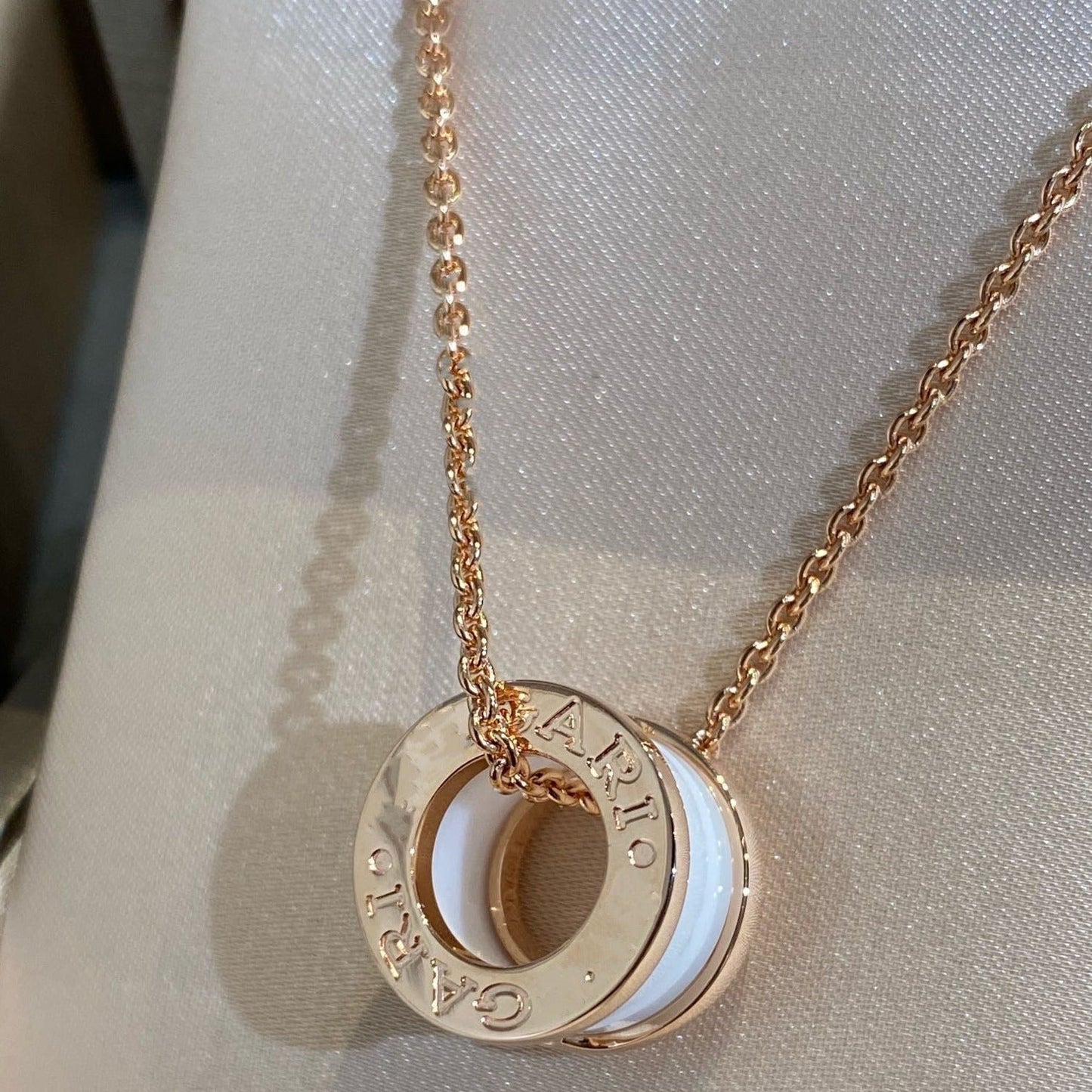 [Stars Jewelry]ZERO 1 WHITE CERAMIC PINK GOLD NECKLACE