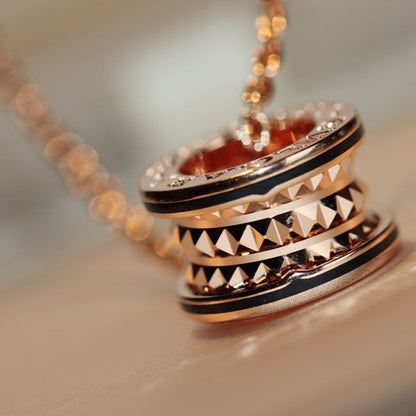 [Stars Jewelry]ZERO 1 ROCK PEDANT PINK GOLD BLACK NECKLACE