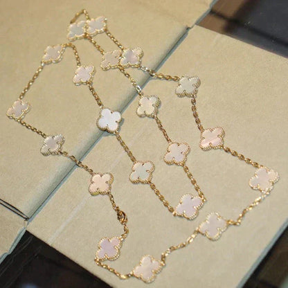 [Stars Jewelry]CLOVER 20 MOTIFS WHITE MOP NECKLACE