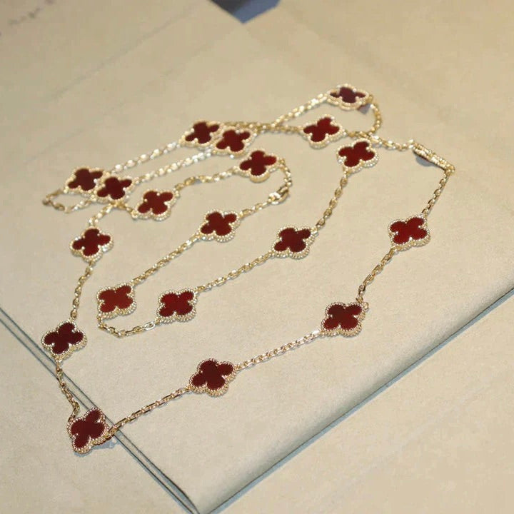 [Stars Jewelry]CLOVER 20 MOTIFS CARNELIAN NECKLACE