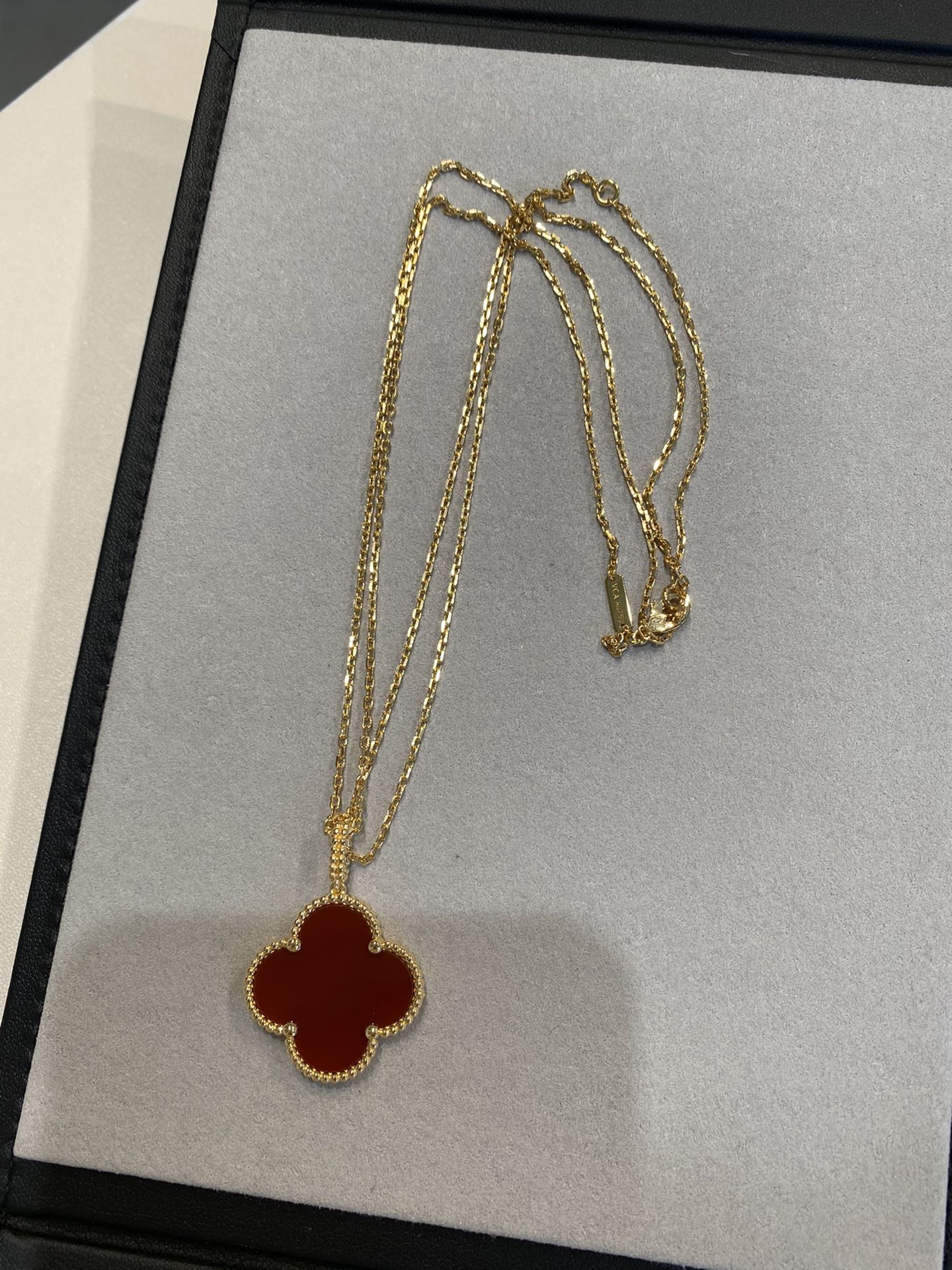 [Stars Jewelry]CLOVER 25MM NECKLACE GOLD CARNELIAN