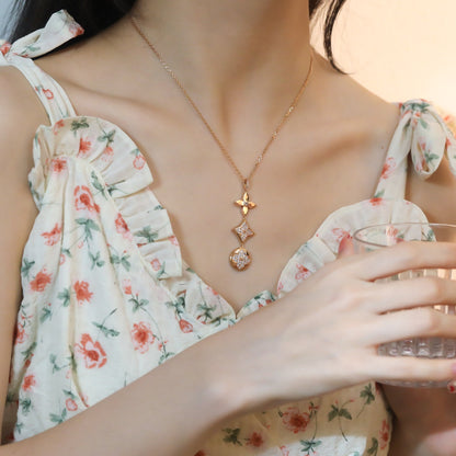 [Stars Jewelry]STAR AND SUN DIAMOND PINK GOLD NECKLACE