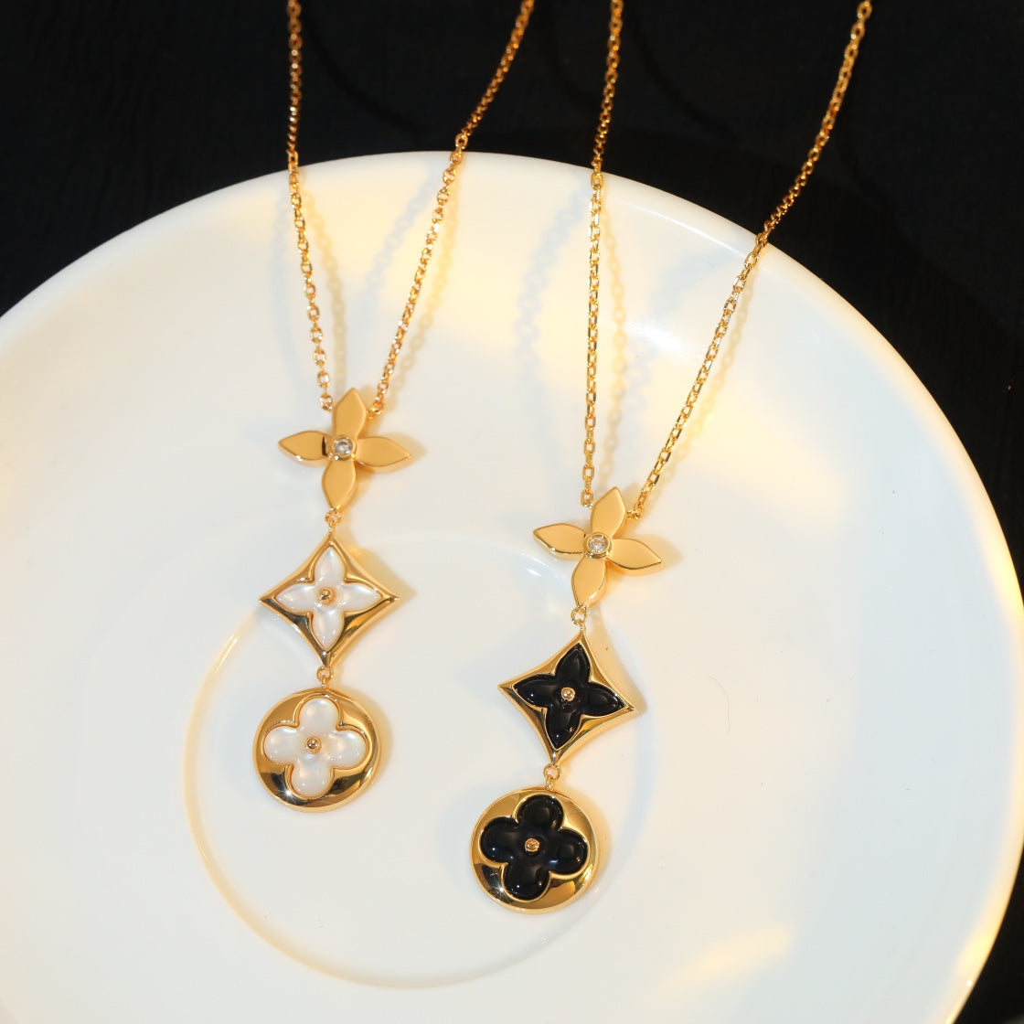 [Stars Jewelry]STAR AND SUN ONYX PINK GOLD NECKLACE