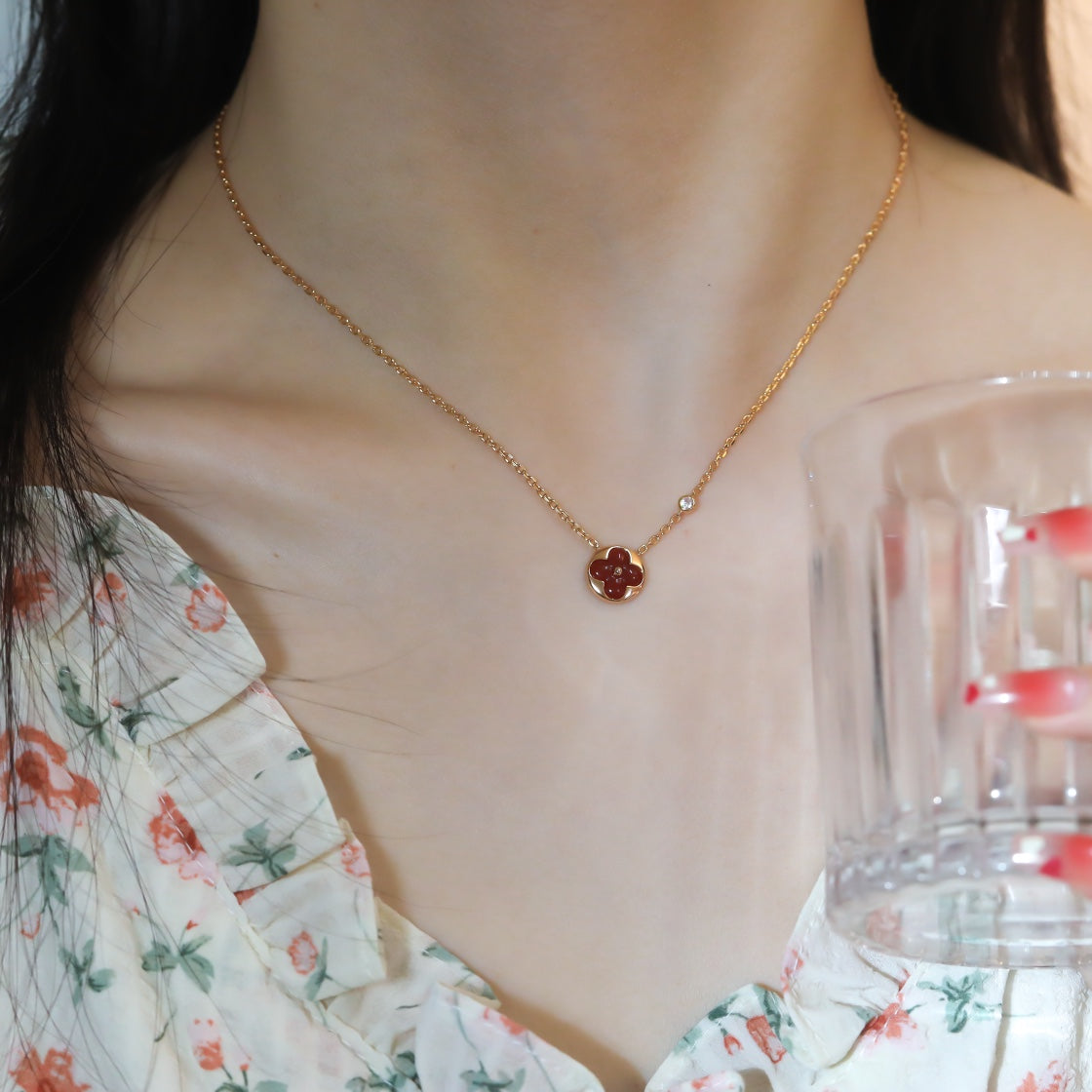 [Stars Jewelry]SUN PEDANT PINK GOLD 1 DIAMOND NECKLACE