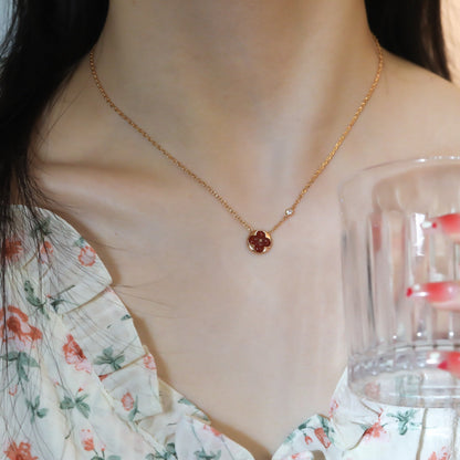 [Stars Jewelry]SUN PEDANT PINK GOLD 1 DIAMOND NECKLACE