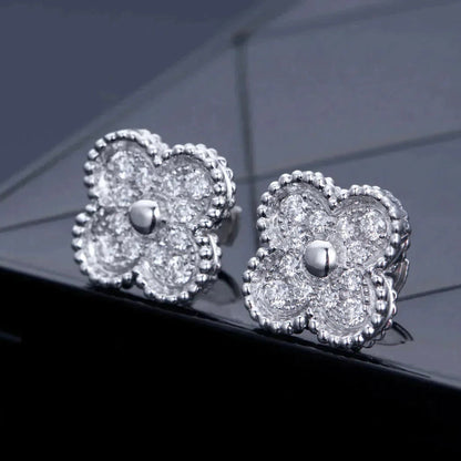 [Stars Jewelry]CLOVER 1 MOTIFS DIAMOND STUD EARRINGS SILVER