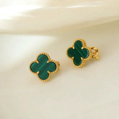 [Stars Jewelry]CLOVER MEDIUM 1 MOTIFS MALACHITE  EARRINGS