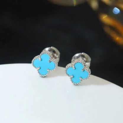 [Stars Jewelry]CLOVER MINI 9.5MM ONYX STUD EARRINGS SILVER