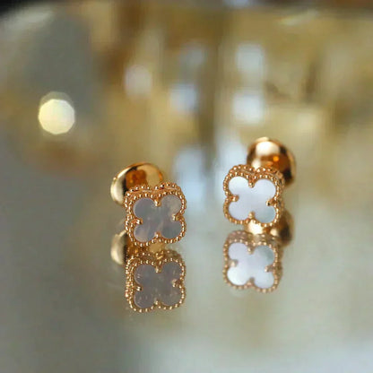 [Stars Jewelry]CLOVER MINI 9.5MM WHITE MOP EARRINGS