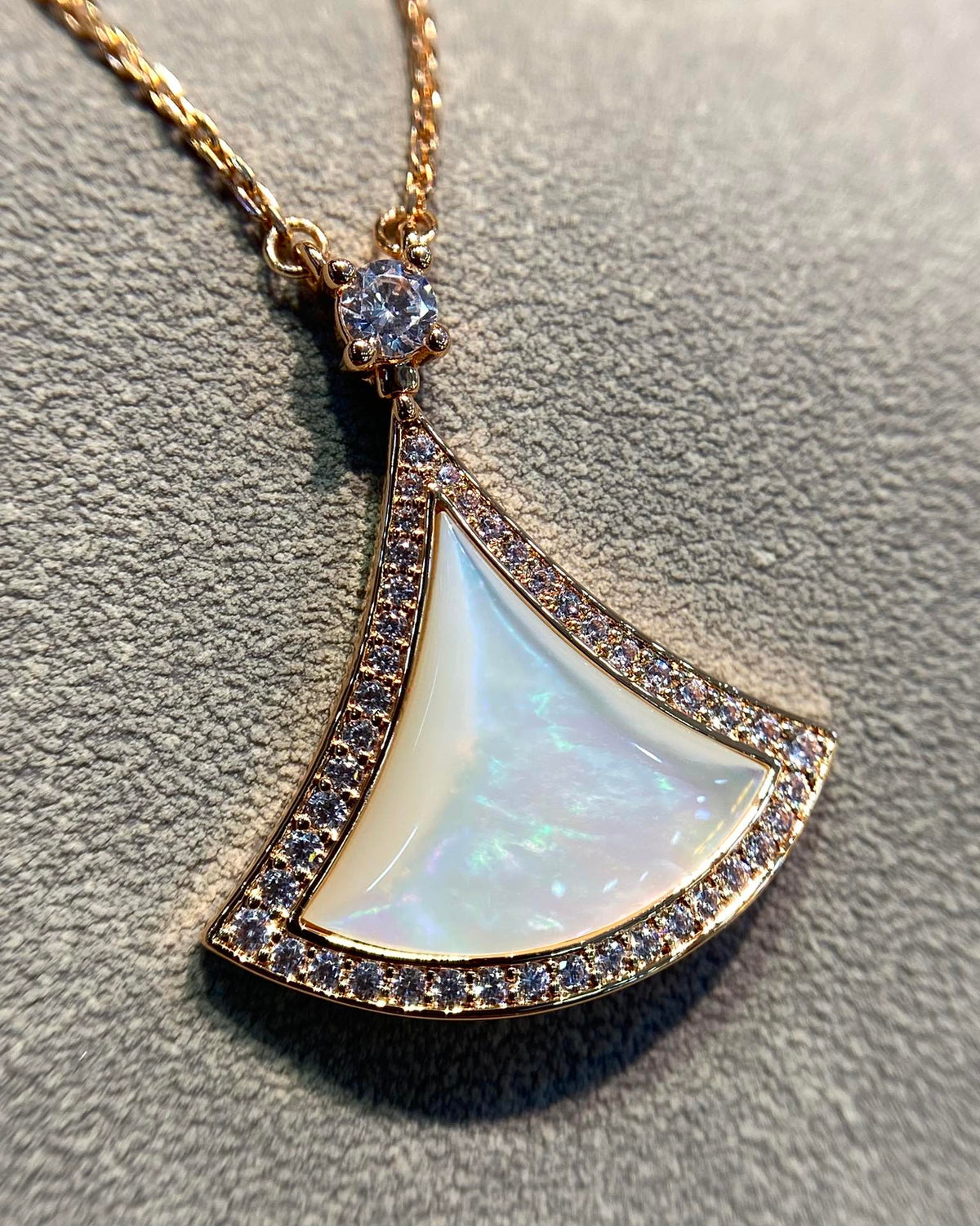 [Stars Jewelry]DREAM MOP DIAMOND PAVED PINK GOLD NECKLACE
