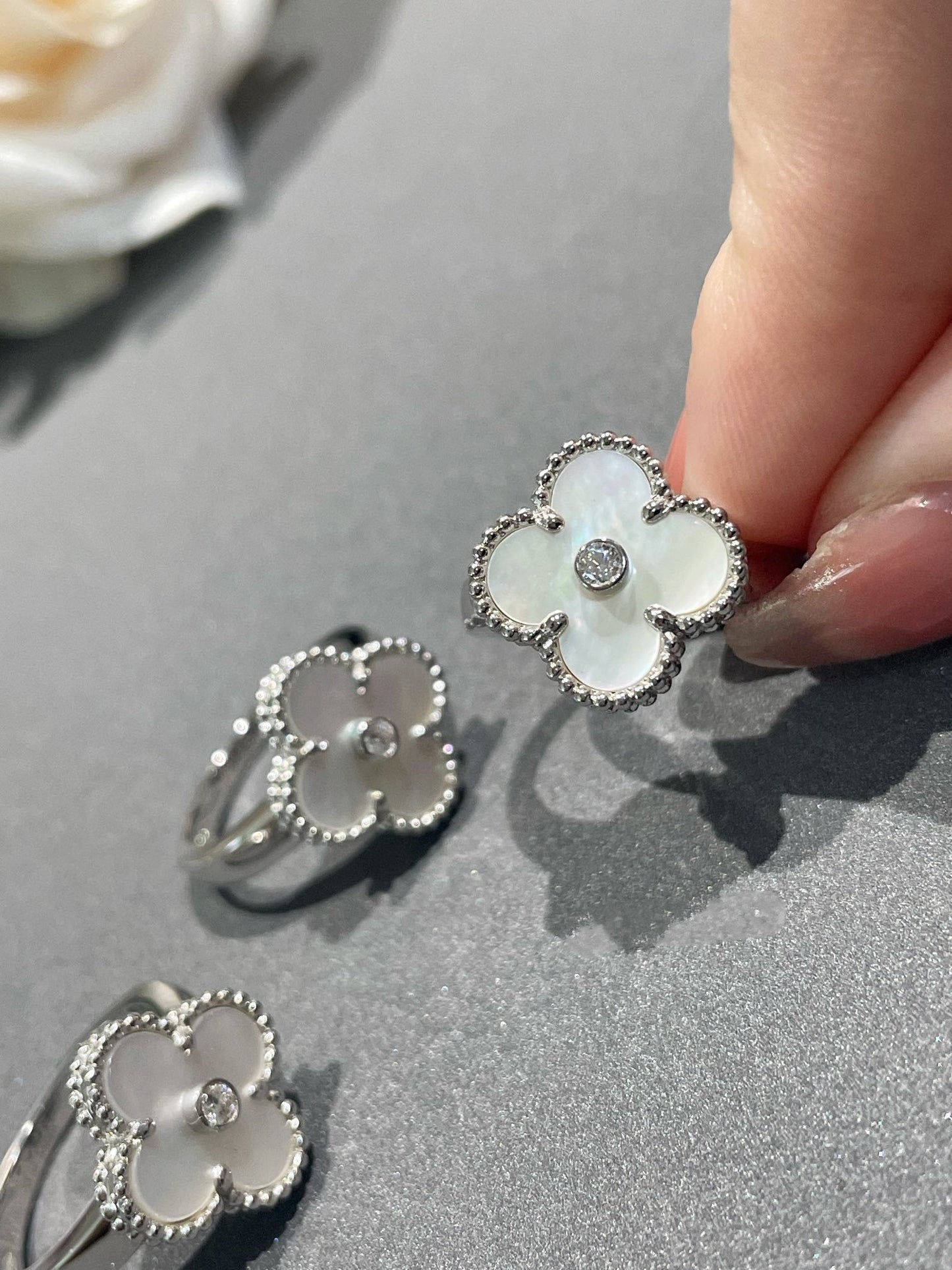 [Stars Jewelry]CLOVER SILVER MOP DIAMOND RING