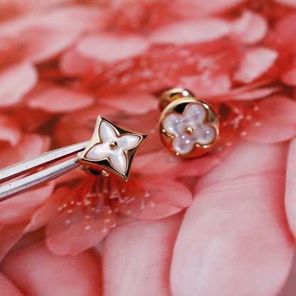 [Stars Jewelry]STAR AND SUN PINK GOLD MOP STUD EARRINGS