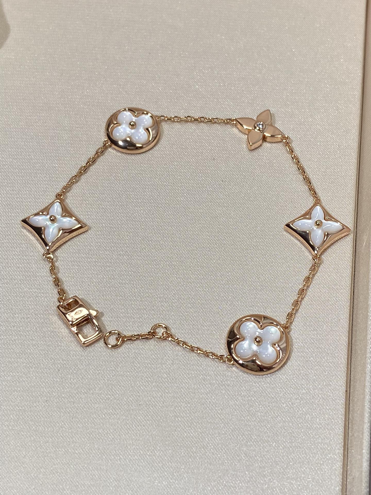 [Stars Jewelry]STAR AND SUN 5 MOTIF MOP PINK GOLD BRACELET
