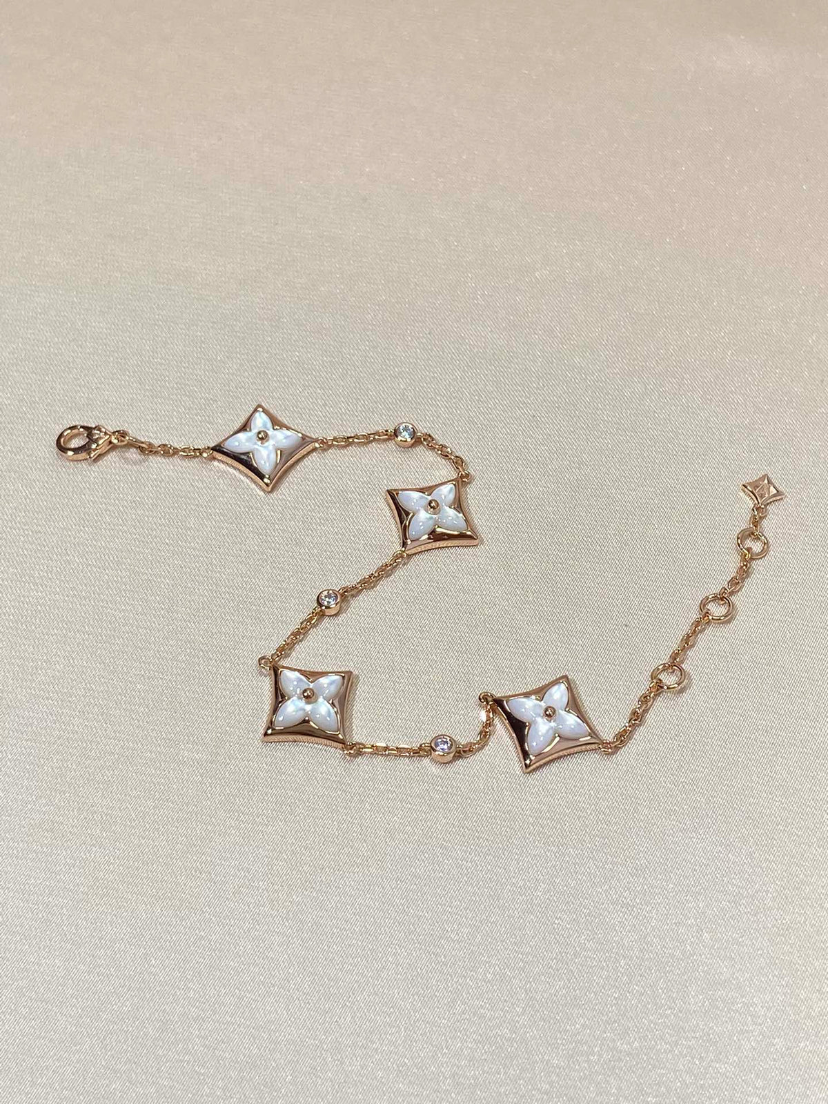 [Stars Jewelry]STAR 4 MOTIF MOP DIAMOND PINK GOLD BRACELET