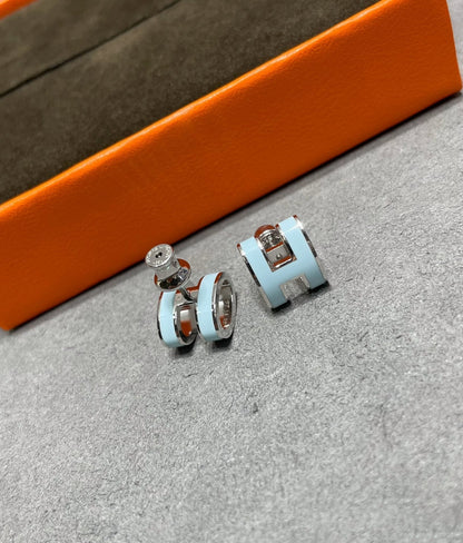 [Stars Jewelry]POP H SKY BLUE STUD EARRINGS