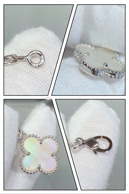 [Stars Jewelry]CLOVER 5 MOTIF WHITE MOP SILVER BRACELET