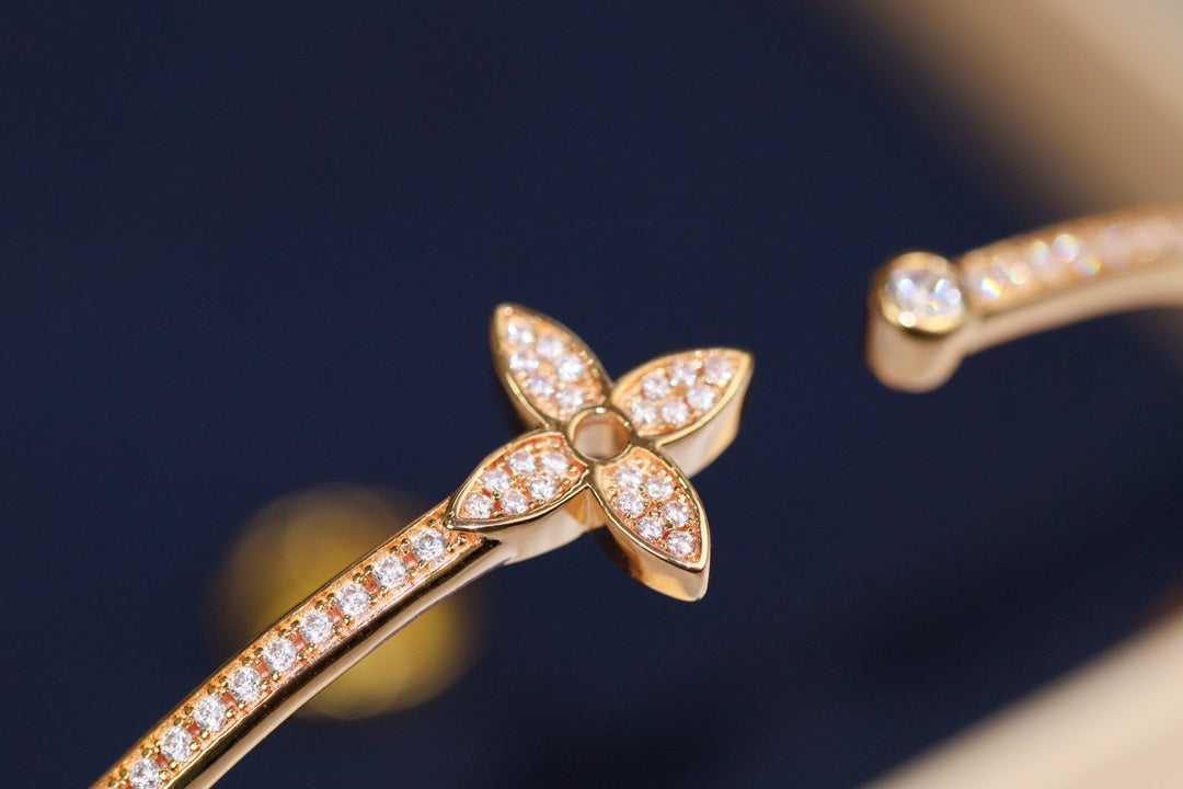 [Stars Jewelry]IDYLLE PINK GOLD OPEN BRACELET DIAMOND PAVED
