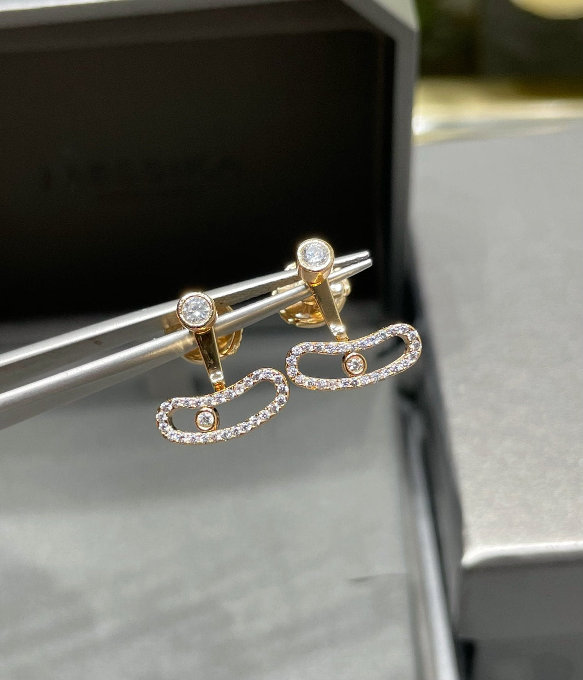 [Stars Jewelry]MOVE UNO PINK GOLD DIAMOND EARRINGS