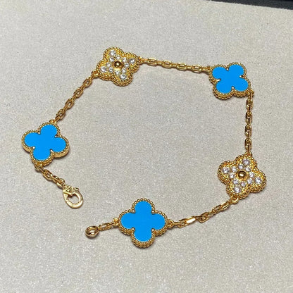 [Stars Jewelry] CLOVER 5 MOTIF BLUE AGATE BRACELET COLLECTION