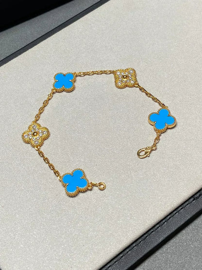 [Stars Jewelry] CLOVER 5 MOTIF BLUE AGATE BRACELET COLLECTION