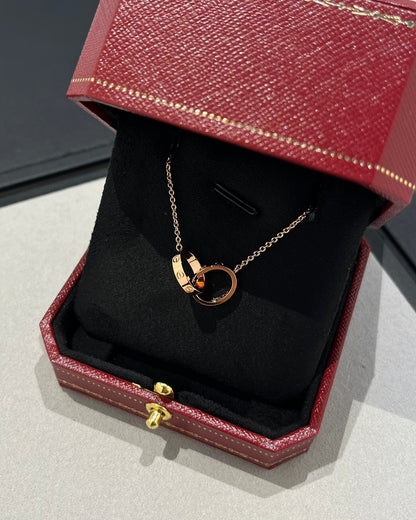 [Stars Jewelry]LOVE NECKLACE DOUBLE RING PINK GOLD