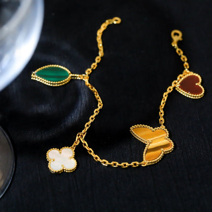 [Stars Jewelry]LUCKY SPRING 5 MOTIF GOLD BRACELET