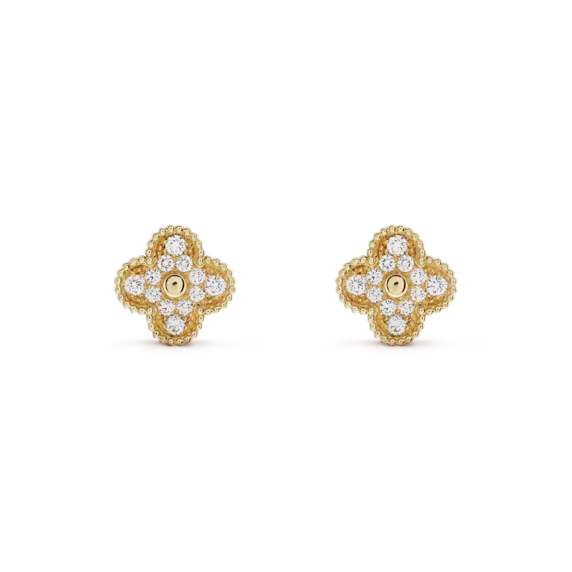 [Stars Jewelry]CLOVER MEDIUM 1 MOTIFS FUll DIAMOND EARRINGS